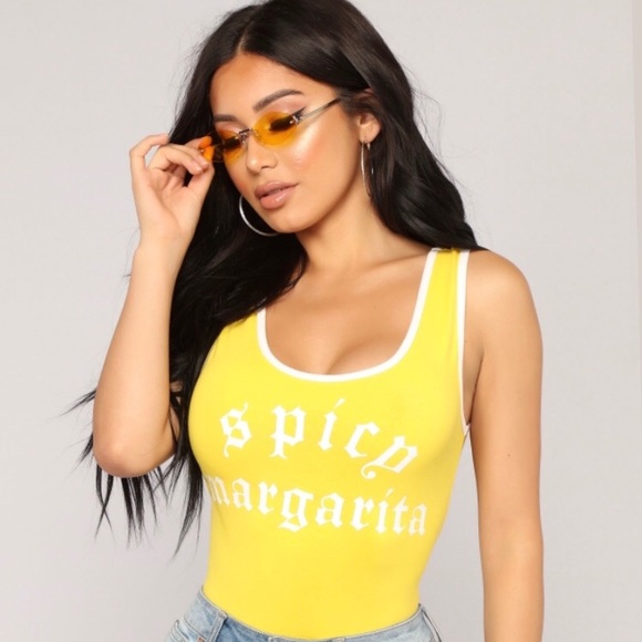 bright yellow bodysuit